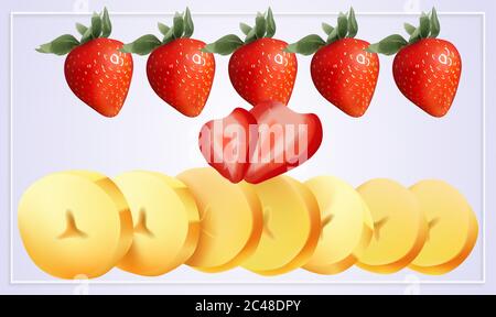 digital textile design of different fruits on abstract background Stock Vector