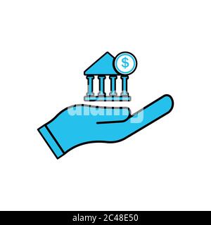 business symbol, flat bank icon, flat hand icon. vector design template Stock Vector