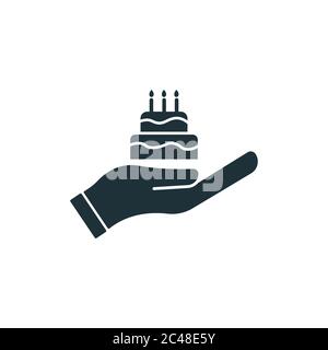 birthday party symbol, hand and cake icon. design template vector Stock Vector