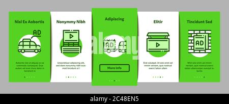 Outdoor Media Advertising Promo Onboarding Elements Icons Set Vector ...