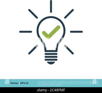 Light Bulb Check Mark Icon Vector Logo Template Illustration Design. Vector EPS 10. Stock Vector