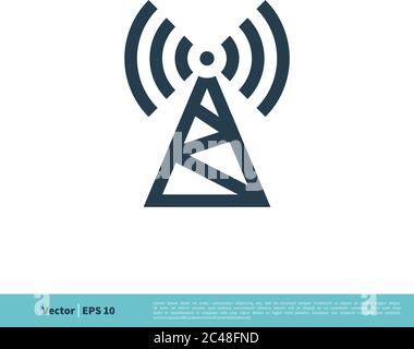 Signal Tower Icon Logo Template Illustration Design. Vector EPS 10. Stock Vector