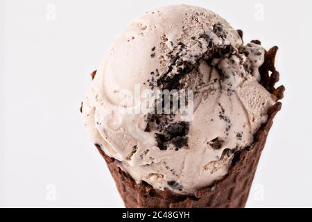 Cookies and cream ice cream cone Stock Photo