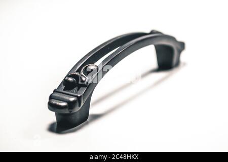 A closeup shot of a vintage door handle on a white background Stock Photo