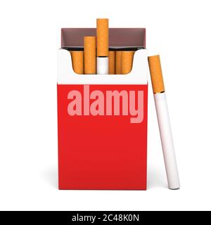 Red open pack of cigarettes Stock Photo