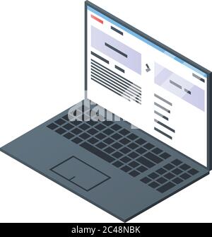 Laptop translator icon, isometric style Stock Vector