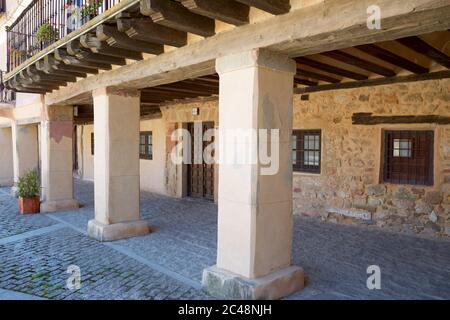 Building facade in the old town of Medinaceli, Soria Province, Castilla Leon in Spain. Stock Photo