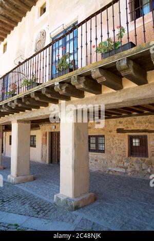 Building facade in the old town of Medinaceli, Soria Province, Castilla Leon in Spain. Stock Photo