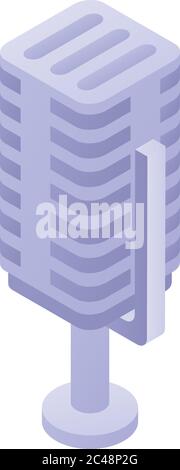 Translator studio microphone icon, isometric style Stock Vector