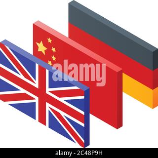 Foreign language vocabulary icon, isometric style Stock Vector