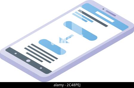 Translator smartphone app icon, isometric style Stock Vector