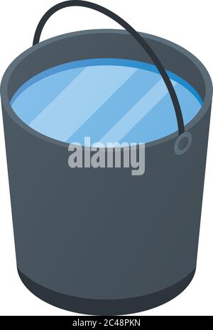 Full water bucket icon, isometric style Stock Vector