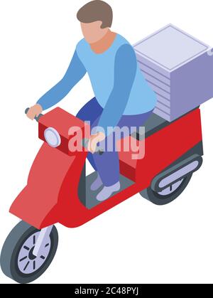 Courier ride scooter icon, isometric style Stock Vector