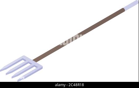 Farm tool fork icon, isometric style Stock Vector