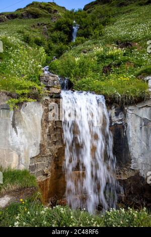 A waterfall, Morasco Lake, Formazza Valley, Ossola Valley, VCO, Piedmont, Italy Stock Photo