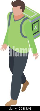 Food delivery courier icon, isometric style Stock Vector