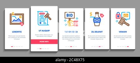 Auction Buying And Selling Goods Onboarding Elements Icons Set Vector Stock Vector