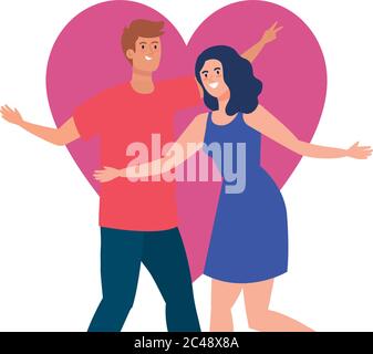 happy couple with heart background, healthy lifestyle, celebrating holiday Stock Vector