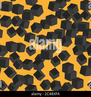 Black Cubes Seamless Pattern, 3D Illustration Stock Vector