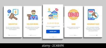 Auction Buying And Selling Goods Onboarding Elements Icons Set Vector Stock Vector