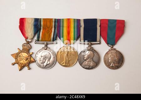 Selection of old war Medals and ribbons Stock Photo