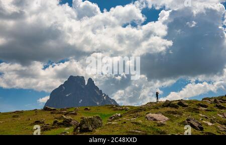 the peak Midi d'Ossau, 2884 meters, Ossau Valley, Pyrenees, France Stock Photo