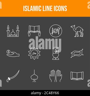 12 Vector Islamic Icons in One Set Stock Vector Image & Art - Alamy