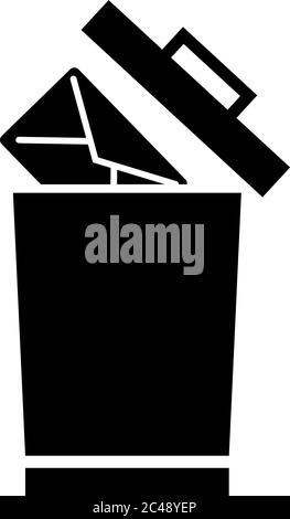 Delete Mail, Remove Email Letter to Trash. Flat Vector Icon illustration. Simple black symbol on white background. Delete Mail, Remove Email Letter si Stock Vector