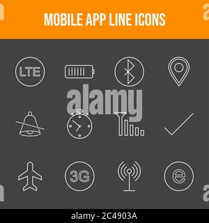 Beautiful Mobile Apps Vector Icons Set Stock Vector