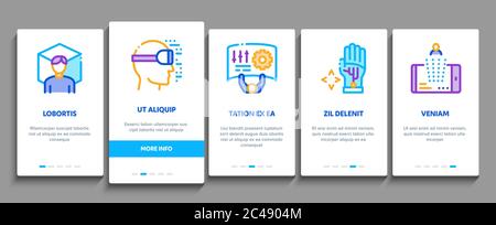 Simulation Equipment Onboarding Elements Icons Set Vector Stock Vector
