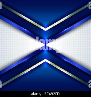 Abstract technology concept blue metallic angle arrow overlapping on white background with space for your text. Vector illustration Stock Vector