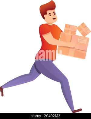 Running quickly courier icon. Cartoon of running quickly courier vector icon for web design isolated on white background Stock Vector