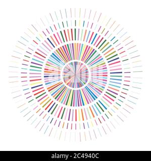 circle of colorful sticks on white background Stock Photo