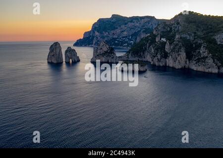 Sunset seen from Marina Piccola, late afternoon, summer evening Stock Photo