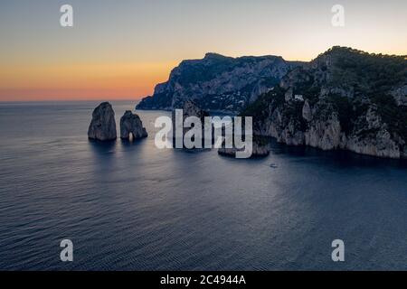 Sunset seen from Marina Piccola, late afternoon, summer evening Stock Photo