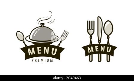 Menu logo or label. Food service, restaurant, cafe vector illustration Stock Vector