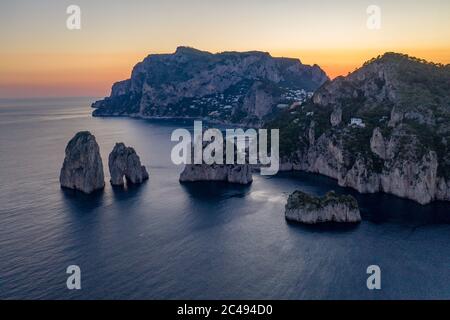 i Faraglioni at sunset, Marina Piccola Stock Photo