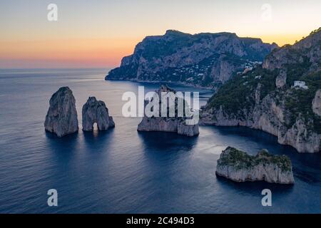 i Faraglioni at sunset, Marina Piccola Stock Photo