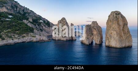 i Faraglioni at sunset, Marina Piccola Stock Photo