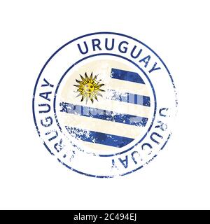 Uruguay sign, vintage grunge imprint with flag on white Stock Vector