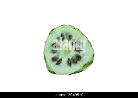 noni or Morinda Citrifolia and slice isolated on white background Stock Photo