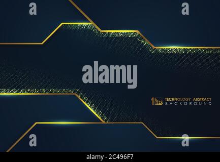 Abstract luxury blue tech design template with gold design decoration background. Decorate for ad, poster, ad, poster. illustration vector eps10 Stock Vector