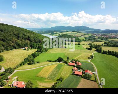 Furth im Wald, Germany: View on the Hohenbogen with the dragon lake (Ger.: Drachensee) in sight Stock Photo