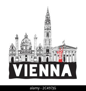 Vienna hand drawn skyline. vector illustration EPS 10. Stock Vector