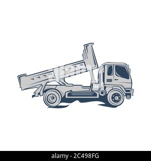 Dump Truck silhouette abstract logo template vector illustration.EPS 10 Stock Vector