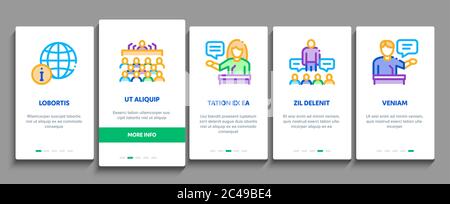 Seminar Conference Onboarding Elements Icons Set Vector Stock Vector