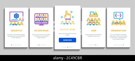 Seminar Conference Onboarding Elements Icons Set Vector Stock Vector