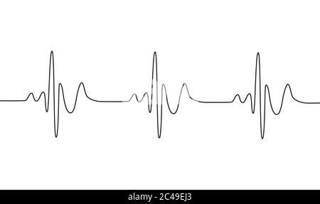 Heart cardiogram continuous one line drawing minimalism design isolated on white Stock Vector