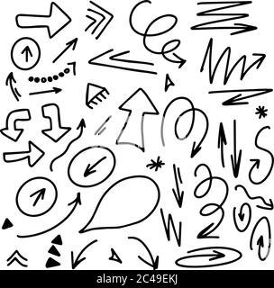 Hand drawn infographic elements arrows circles and abstract doodle writing design vector set. Stock Vector
