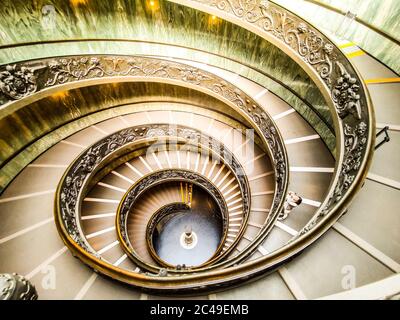 VATICAN CITY - MAY 07, 2018: Spiral staircase in Vatican Museums, Vatican City.